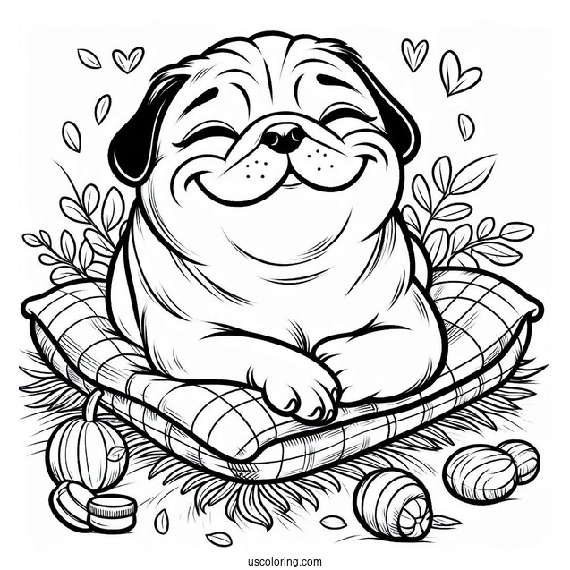 Happy Pug Resting In The Sun To Color