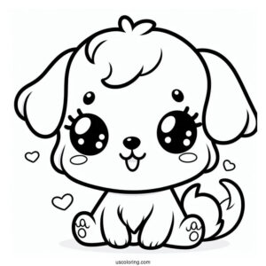 Kawaii Puppy Coloring Page For Kids