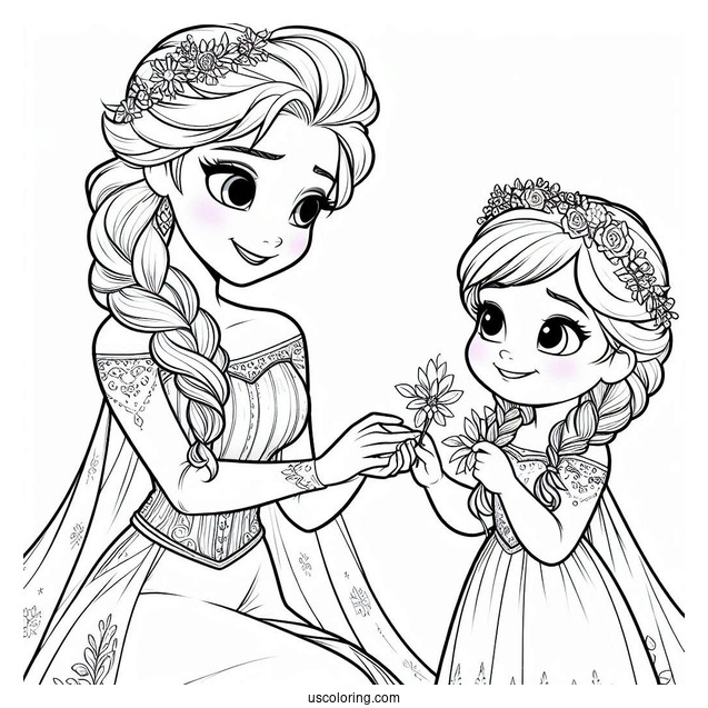 Elsa And Sister Holding Hands Coloring Sheet(1)