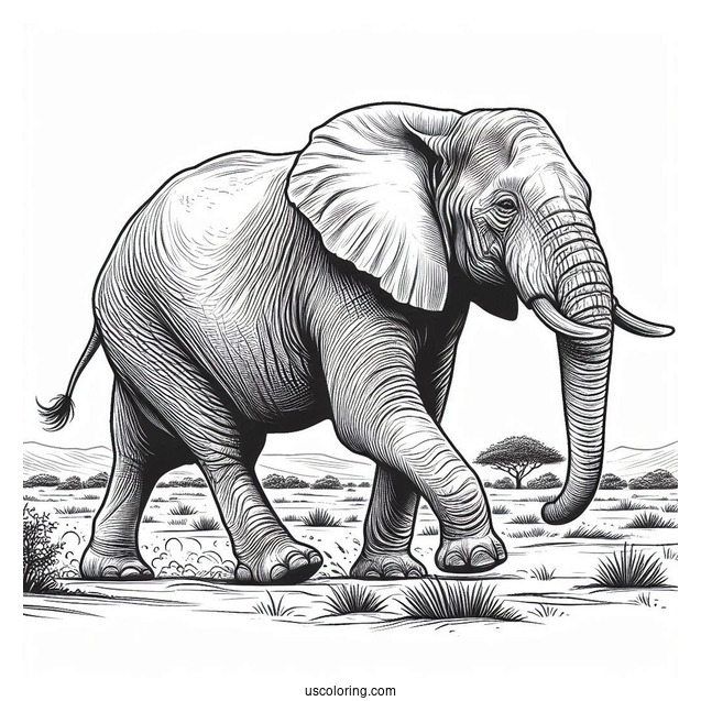 African Bush Elephant Walking On Plains