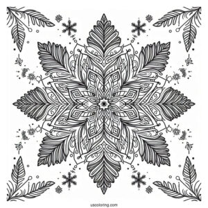 Elegant Snowflake Coloring Page Mandala