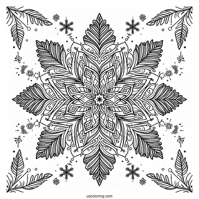 Elegant Snowflake Coloring Page Mandala