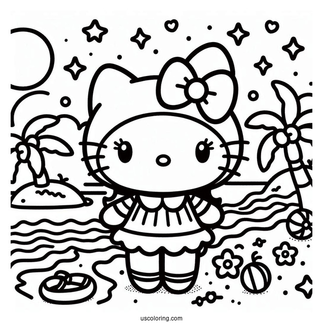 Sanrio Coloring Pages Of Cute My Melody At The Beach