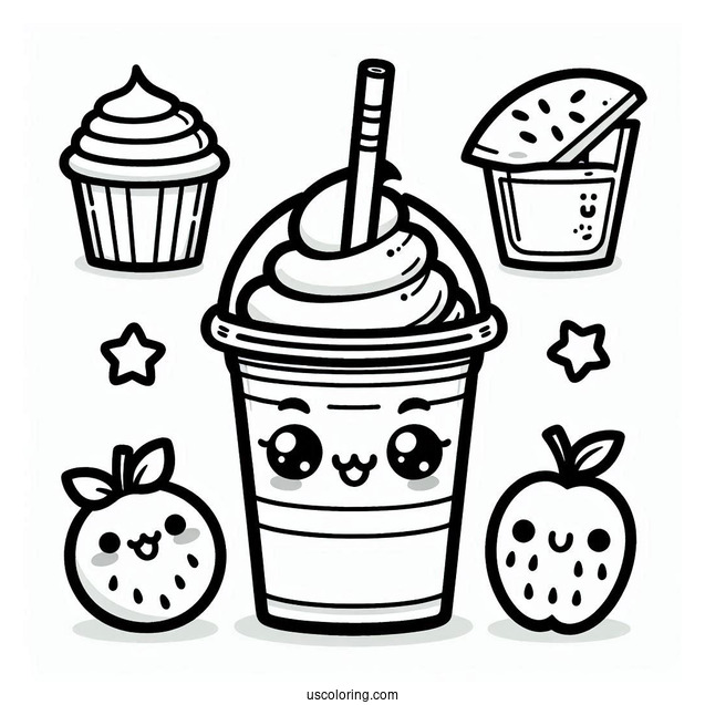 Fun Kawaii Starbucks Frappe Coloring Sheet