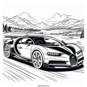 High Speed Bugatti Coloring Page Chiron On The Road