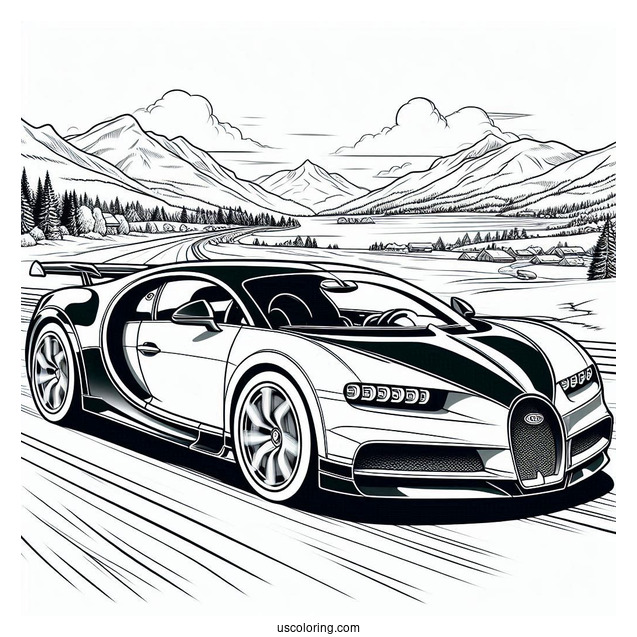 High Speed Bugatti Coloring Page Chiron On The Road