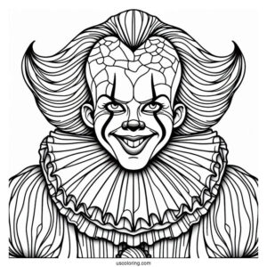 Smiling Pennywise Stained Glass Coloring Page