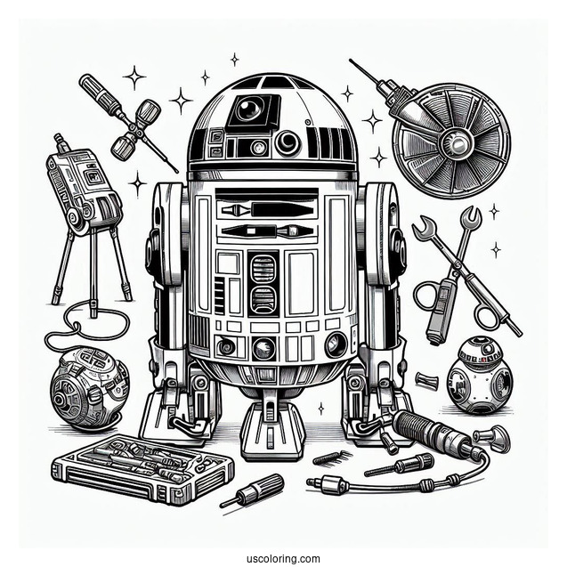 R2-D2 Coloring Page Fixing Engine