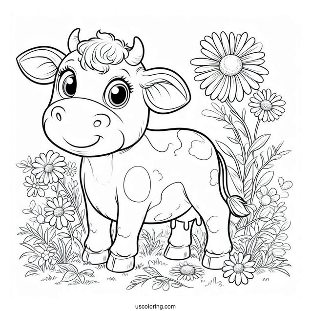 Daisy Cow Standing In Paddock Coloring Sheet