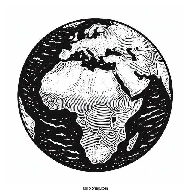 Earth With African Continent To Color