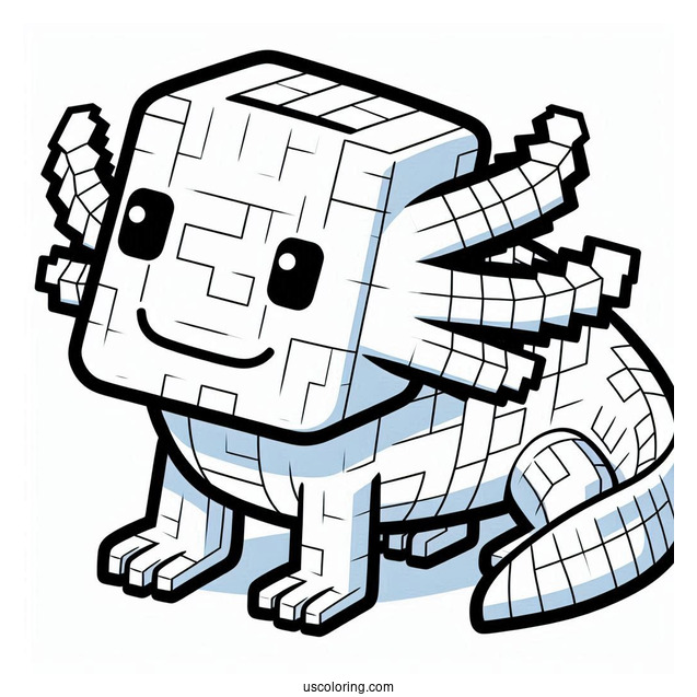 Easy Minecraft Axolotl Coloring Page For Kids