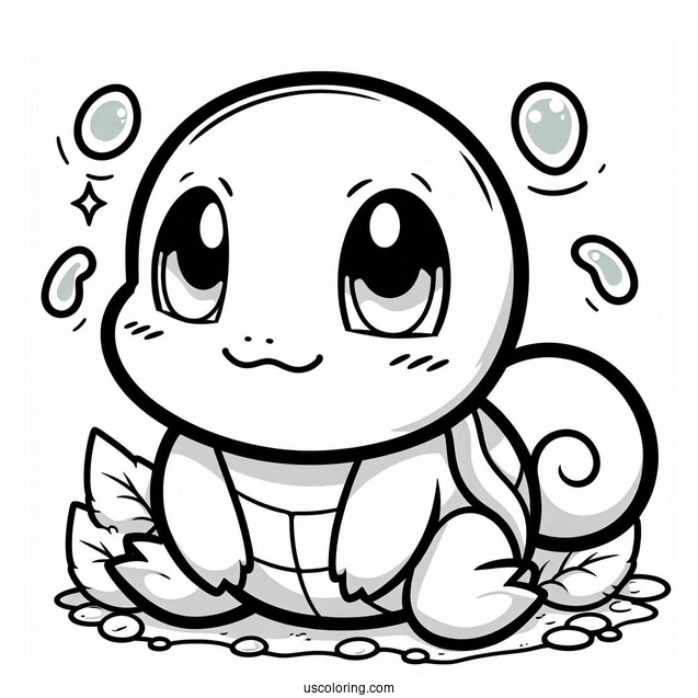 Smiling Squirtle Coloring Page For Preschoolers