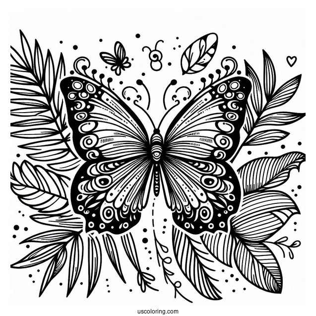 Tropical Butterfly Coloring Sheet