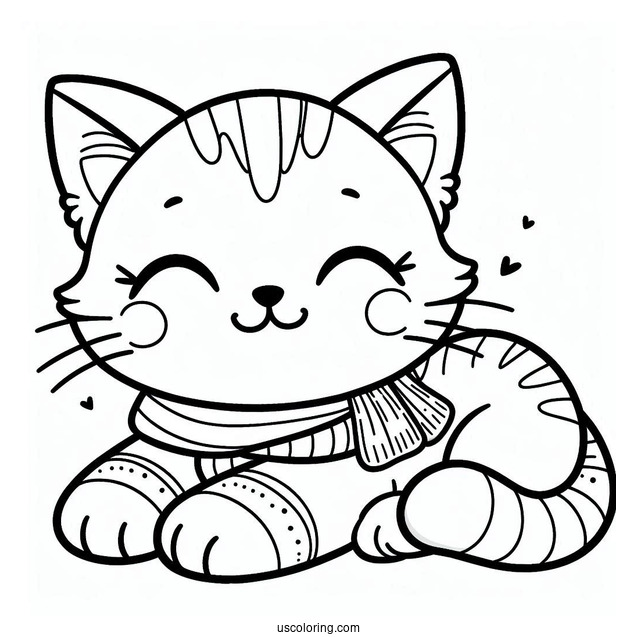 Smiling Critters Coloring Page Of Easy Grinning CatNap For Kids