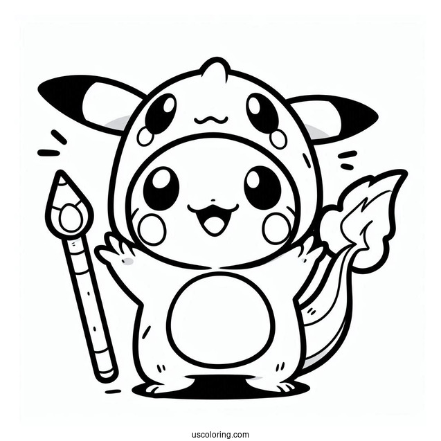 Kawaii Pikachu In Charizard Costume