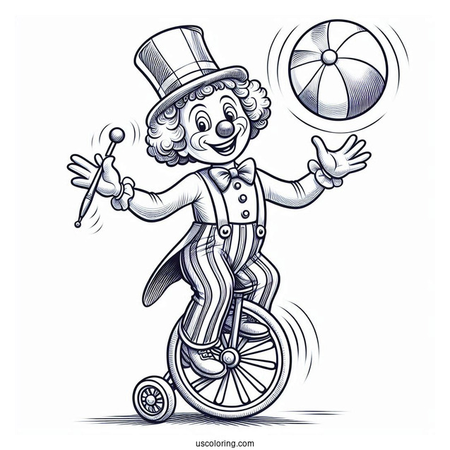 Clown Juggling While On Unicycle