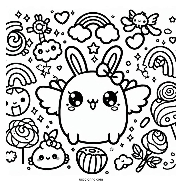 Cute Kawaii Coloring Page For Kids