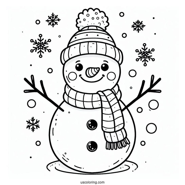 Happy Holidays Snowman To Color