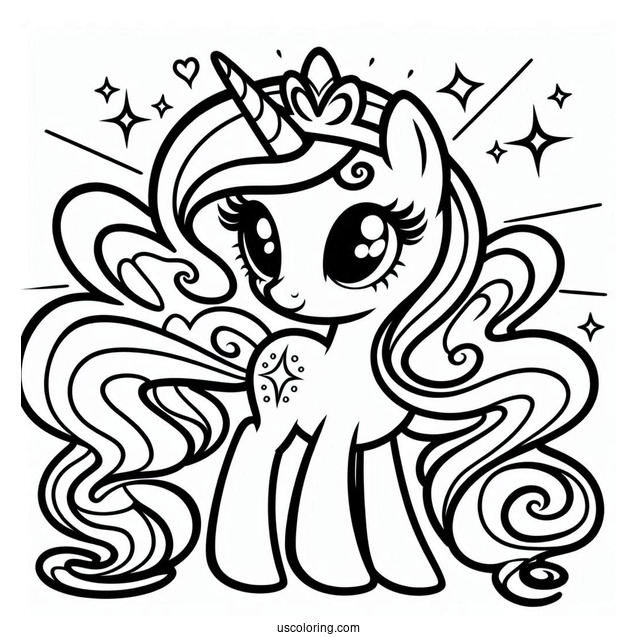 Simple Kawaii Princess Celestia Outline