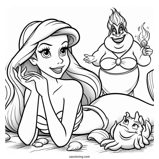 Coloring Sheet Of Ariel And Ursula