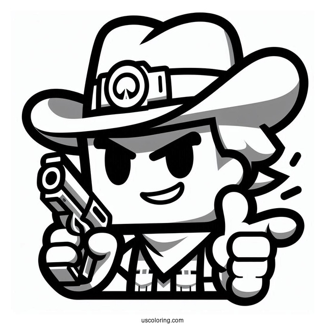 Brawl Stars Coloring Page Of Colt Smirking While Pointing Gun