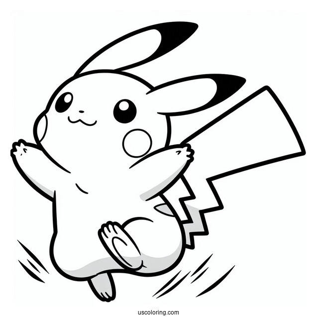 Pikachu Jumping Coloring Sheet