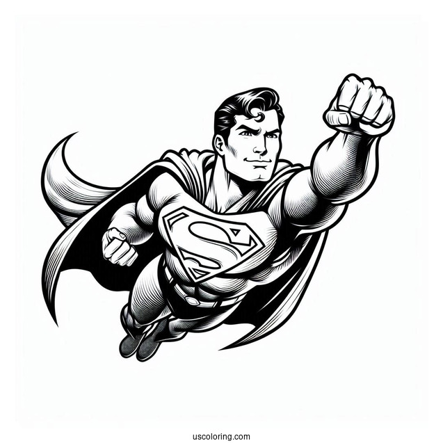 Flying Superman Coloring Page