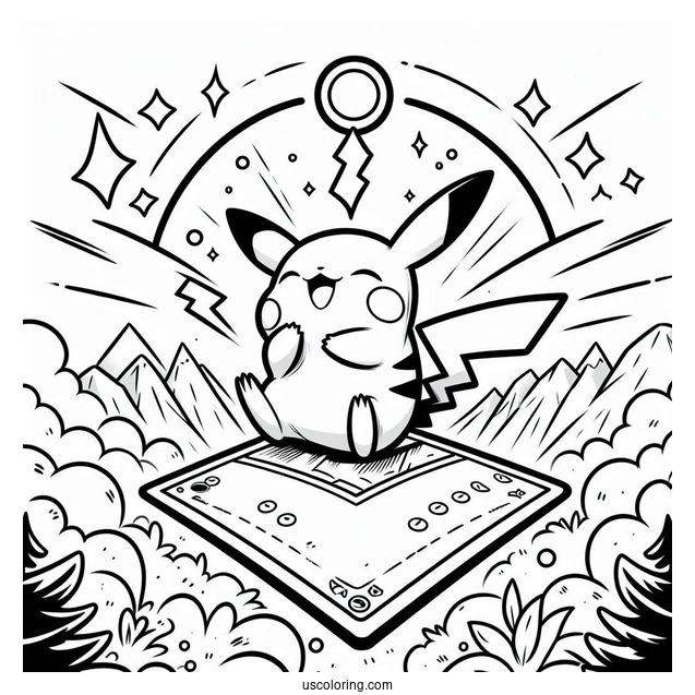 Pikachu Nuzzle Pokemon Card Coloring Page