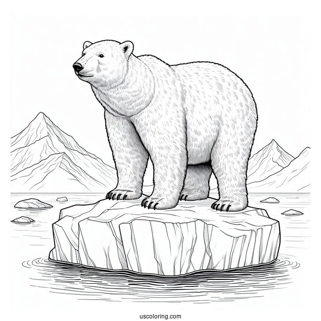 Adult Polar Bear On Piece Of Iceberg