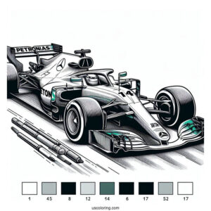 Mercedes W14 F1 Coloring Page Race Car
