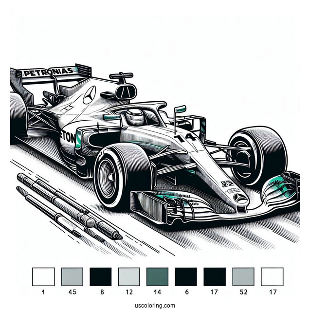 Mercedes W14 F1 Coloring Page Race Car