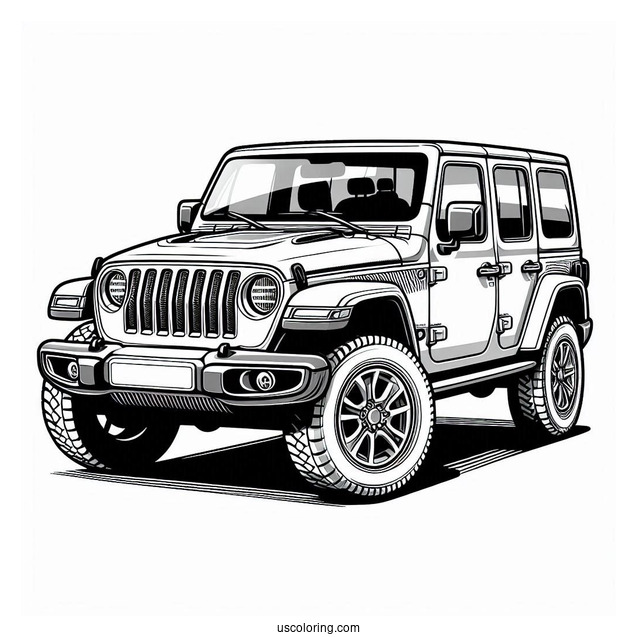 Jeep Wrangler Coloring Page For Kids