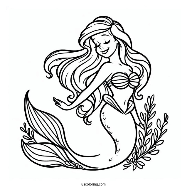 Easy Outline Of Mermaid Ariel