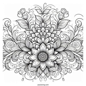 Elegant Floral Pattern Coloring Page