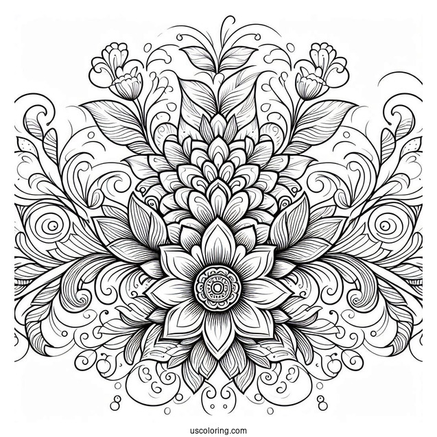 Elegant Floral Pattern Coloring Page