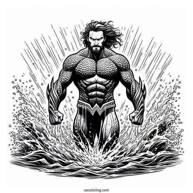 Mighty Aquaman Coloring Page Out Of The Water