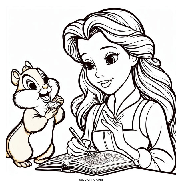 Belle Signing To Chip Coloring Page