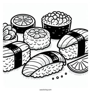 Adorable Nigiri And Temari Sushi Coloring Pages Variety