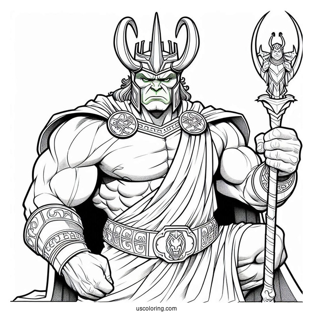 Angry Hulk Coloring Page Holding Loki Upside Down