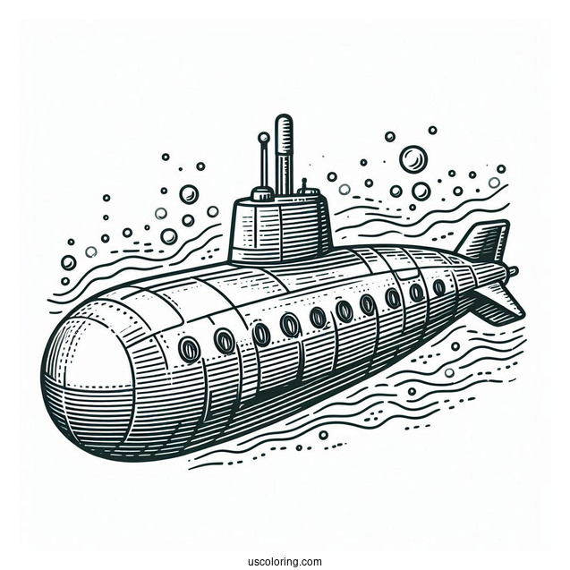 Detailed Submarine Coloring Page Sub Pods