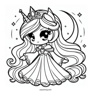 Kawaii Princess Luna Coloring Page For Kids