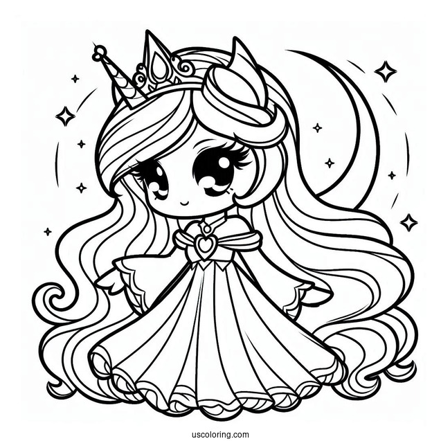 Kawaii Princess Luna Coloring Page For Kids