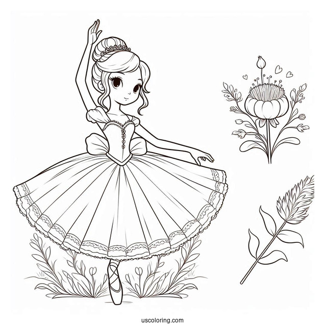 Coloring Page Of Cinderella As a Ballerina