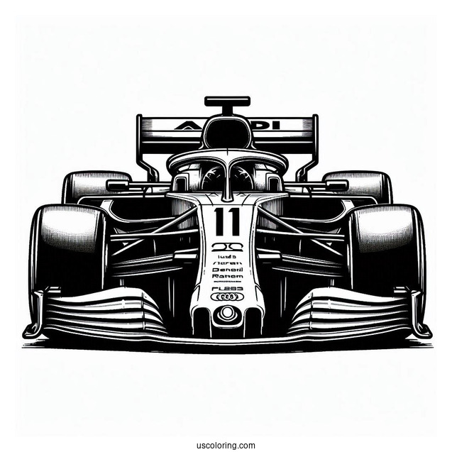 Front View Of Audi F1 Coloring Page Race Car