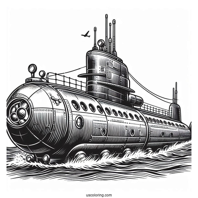 Detailed Submarine Coloring Page Sub Pods