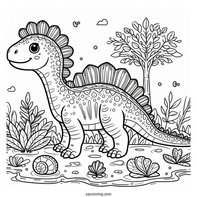 Cute Spinosaurus Coloring Page Outline For Kids