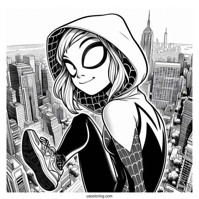 Miles Morales And Spider-Gwen Coloring Page Wearing Nikes