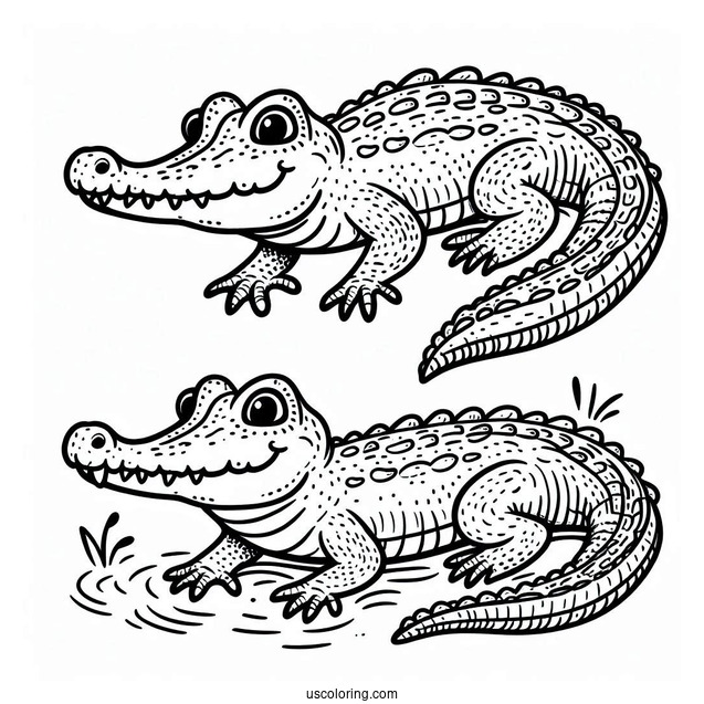 Simple Outline Of a Freshwater Crocodile To Color