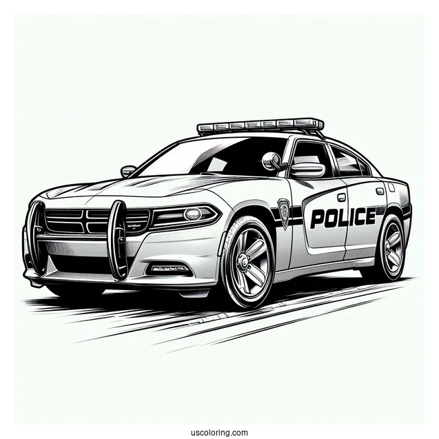 Dodge Charger Police Car On Street To Color