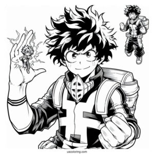 My Hero Academia Coloring Page Of Detaled Izuku Midoriya